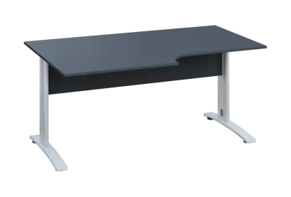 ERK 18 - 168 stůl kancelářský, rohový, levý, kovová podnož bílá, deska 18 mm, široký 1600 mm, antracit